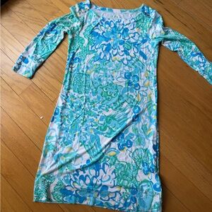 Lilly Pulitzer Blue and Green Floral Dress